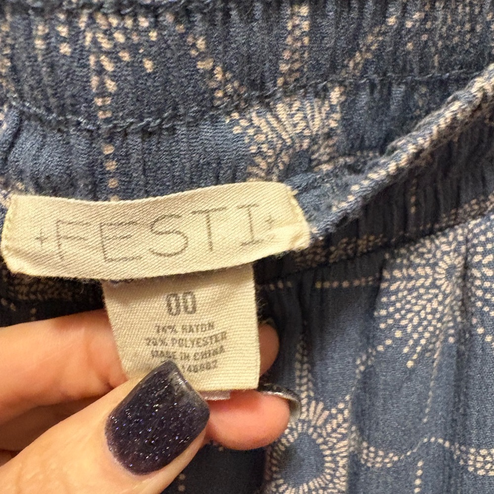 Blue Star Patterned Bellbottom Pants - image 2